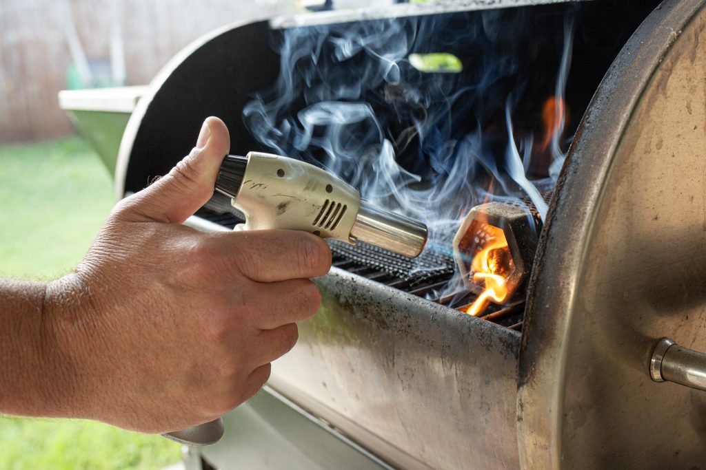 Lighting pellets on fire